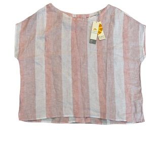 NWT C&C CALIFORNIA Striped Linen Lightweight Cap Sleeve Top Size Medium